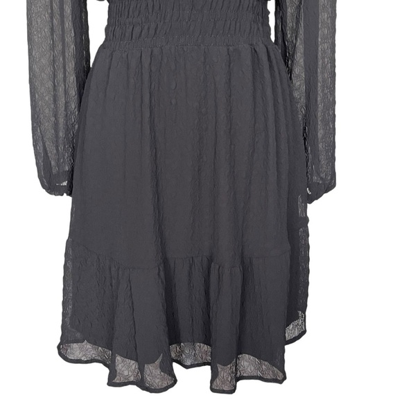 Maurices Notch Neck Long Sleeves Skater Dress Women’s Size S Black Chiffon - Picture 4 of 9